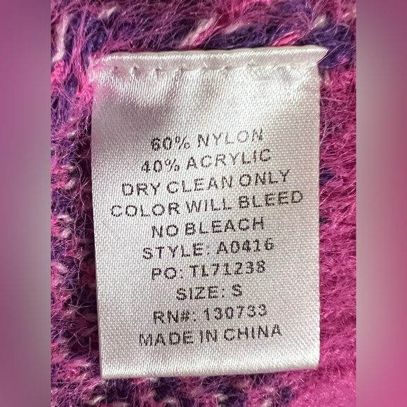 Umgee Oversized Pink and Purple Argyle Cardigan - Picture 5 of 7